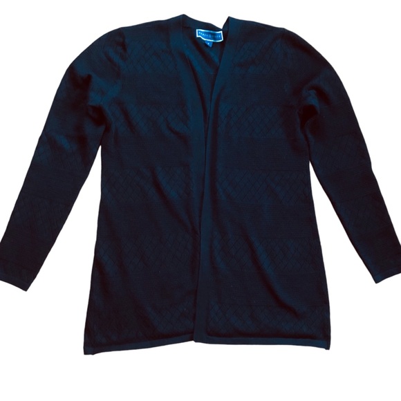 Karen Scott Sweater Size Small Black Cardigan Lightweight Knit Pattern - Picture 1 of 6